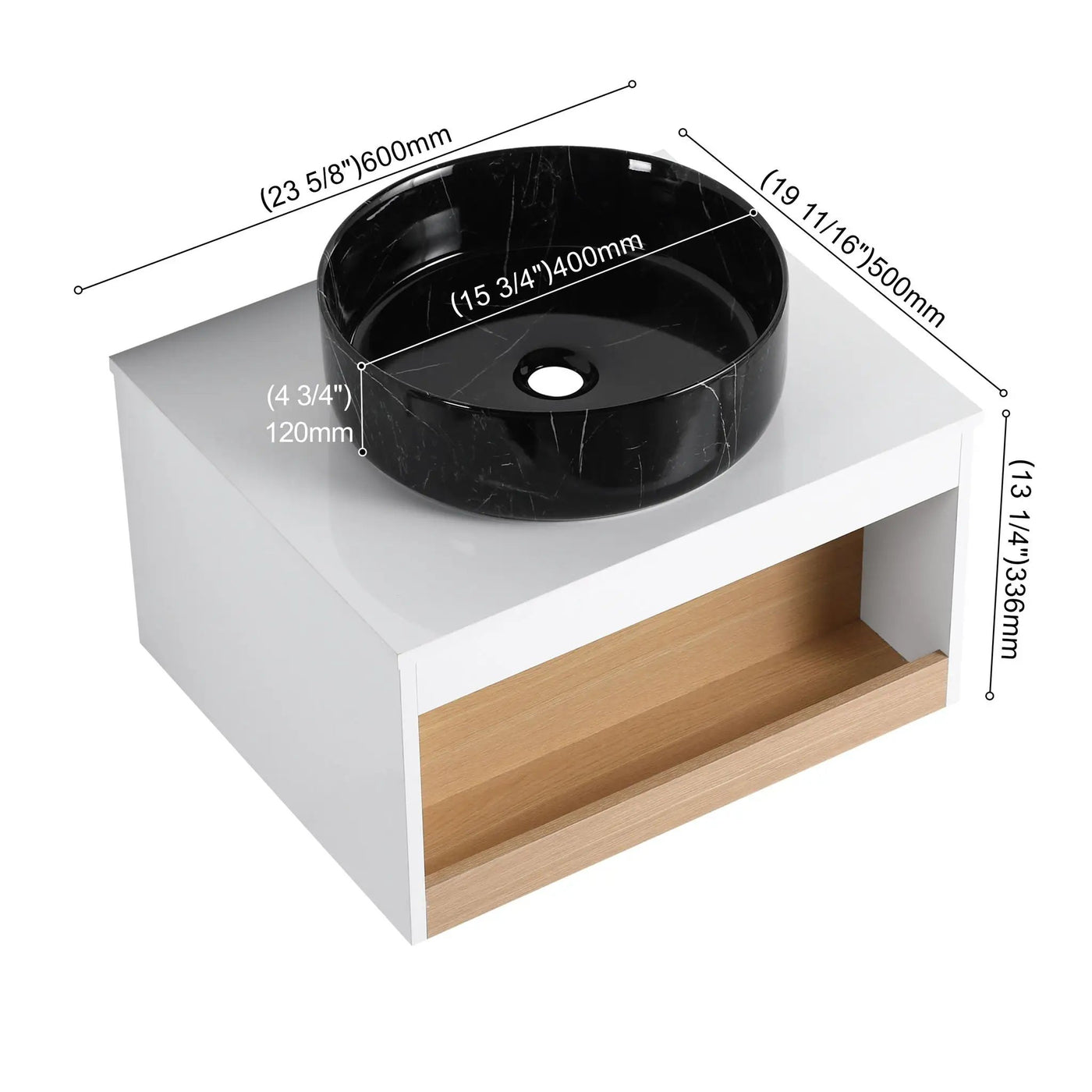 Floating Bathroom Vanity With Vessel Sink With Open Shelf Storage by HouseOfZazla
