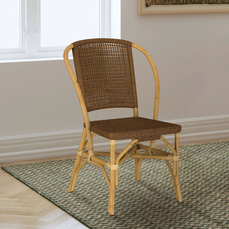 Lexley Woven Rattan Dining Side Chair Brown (Set of 2) by Unique Piece Furniture