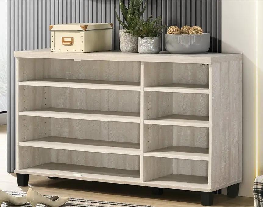 Corby - Oak Finish 3 - Door Shoe Cabinet - Dusty Gray by HouseOfZazla