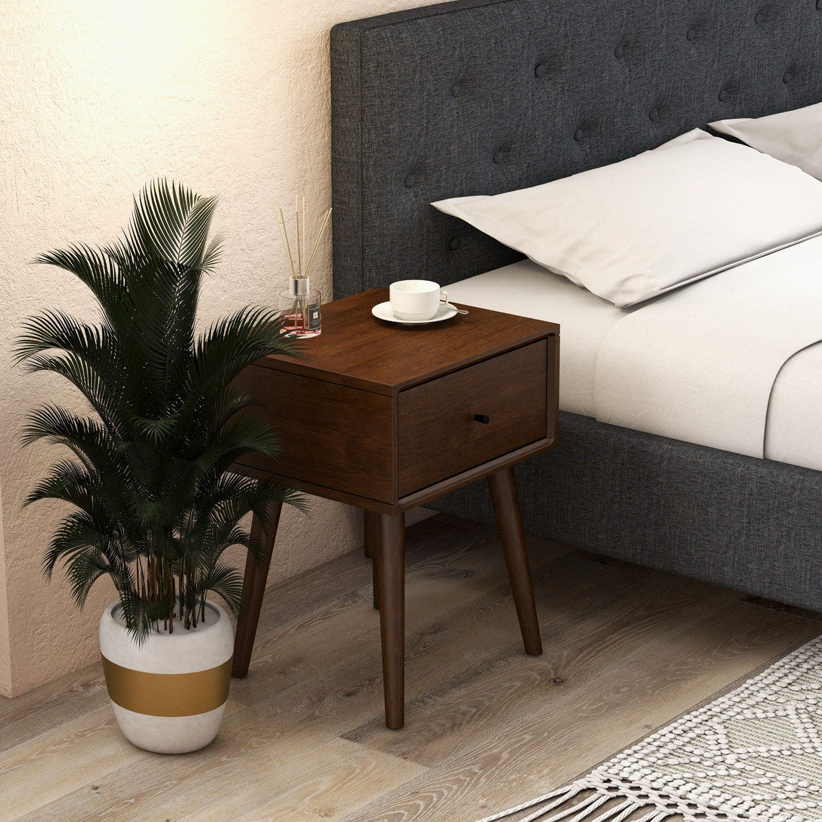 Modern Design Night Stand with Solid Wood Construction - Dark Brown or White, photo 19 of 19