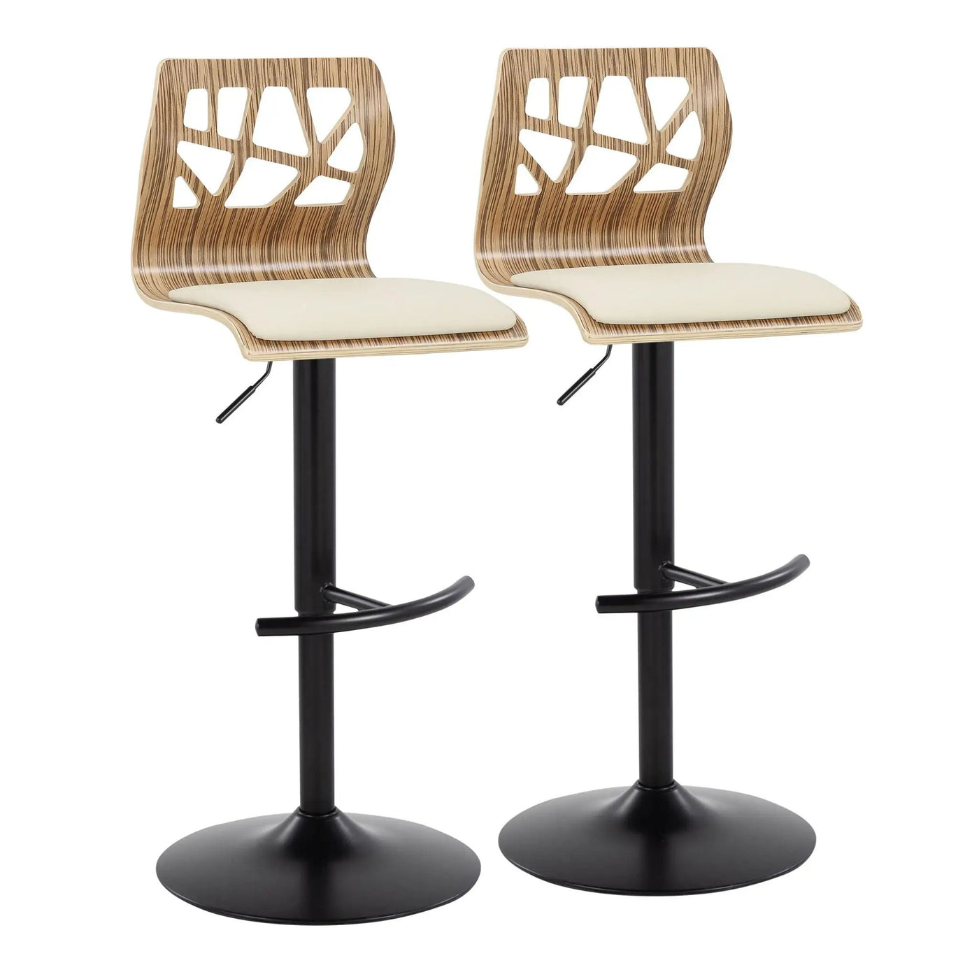 Folia - Mid Century Modern Adjustable Barstool With Swivel With Rounded T Footrest (Set of 2) by HouseOfZazla