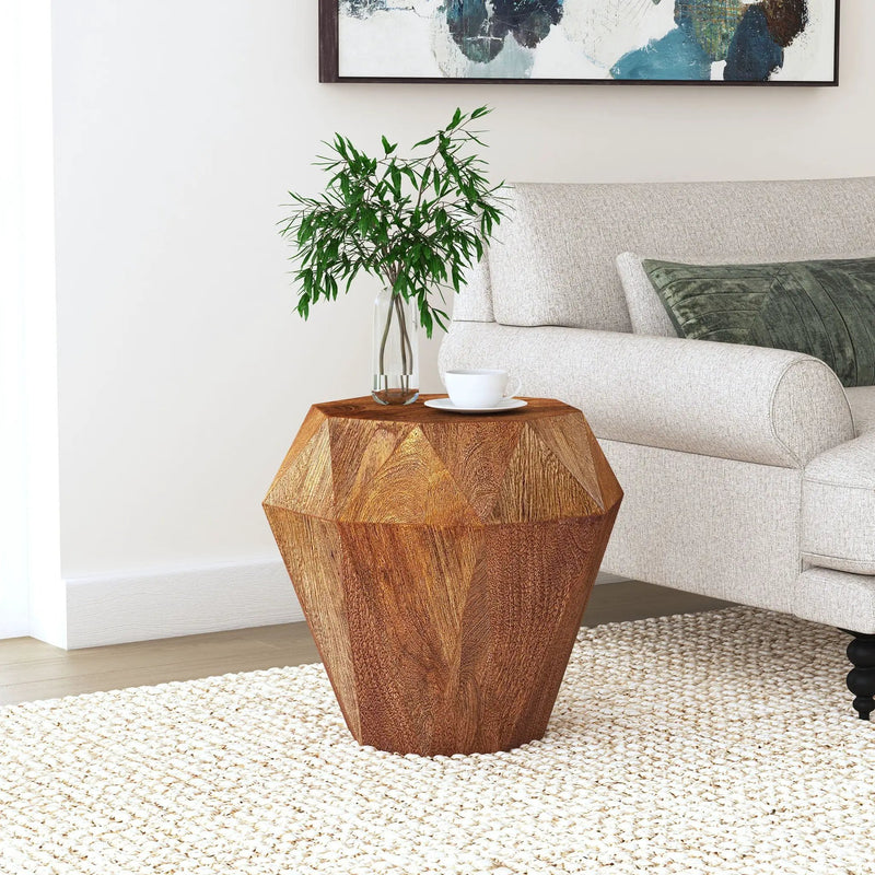 Jacinto Octagonal Solid Mango Wood Side Table Natural Brown by Unique Piece Furniture