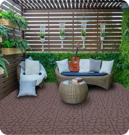 New Stone Texture 12" Patio Deck Tiles, 44pcs by HouseOfZazla