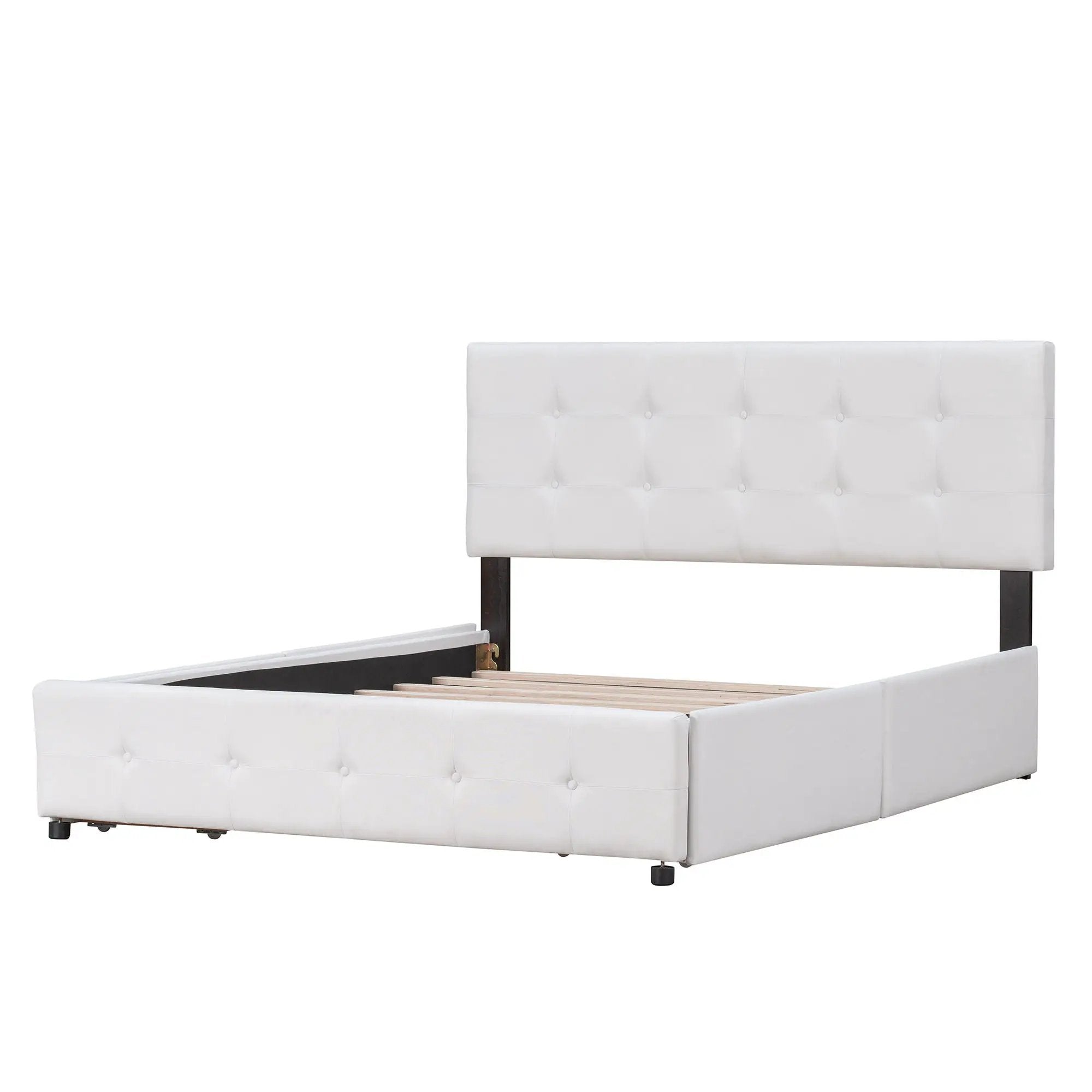 Upholstered Platform Bed With Classic Headboard And Drawers, No Box Spring Needed by Unique Piece Furniture