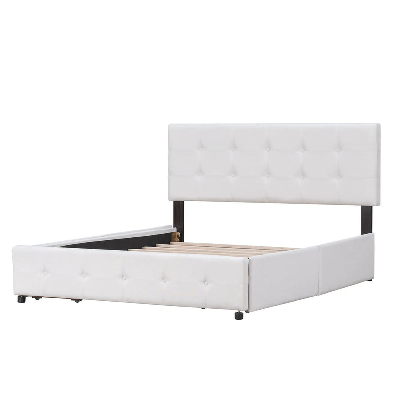 Upholstered Platform Bed With Classic Headboard And Drawers, No Box Spring Needed by Unique Piece Furniture