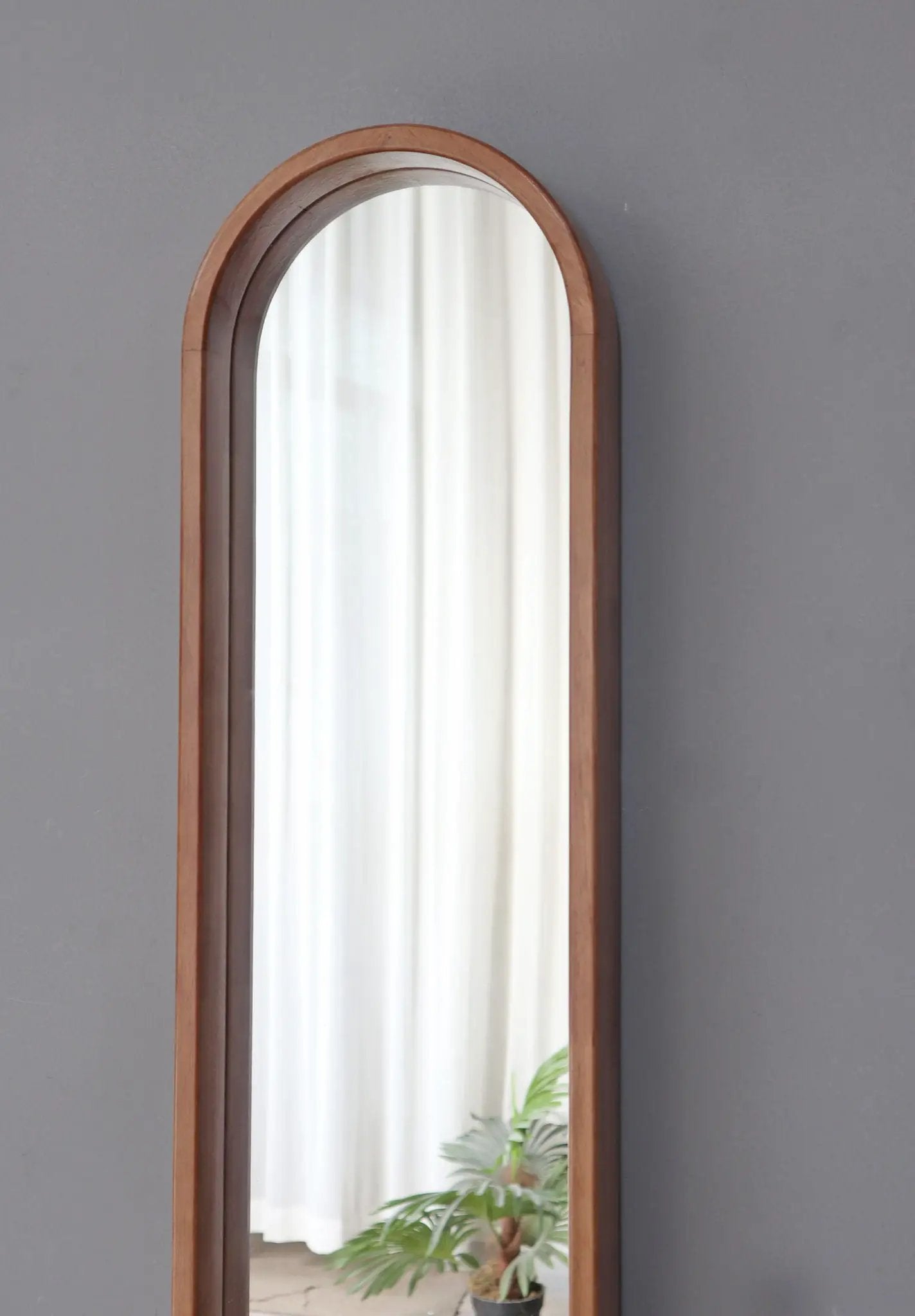 Decorative Rubber Frame Mirror With Elongated Oval Frame - Brown by HouseOfZazla
