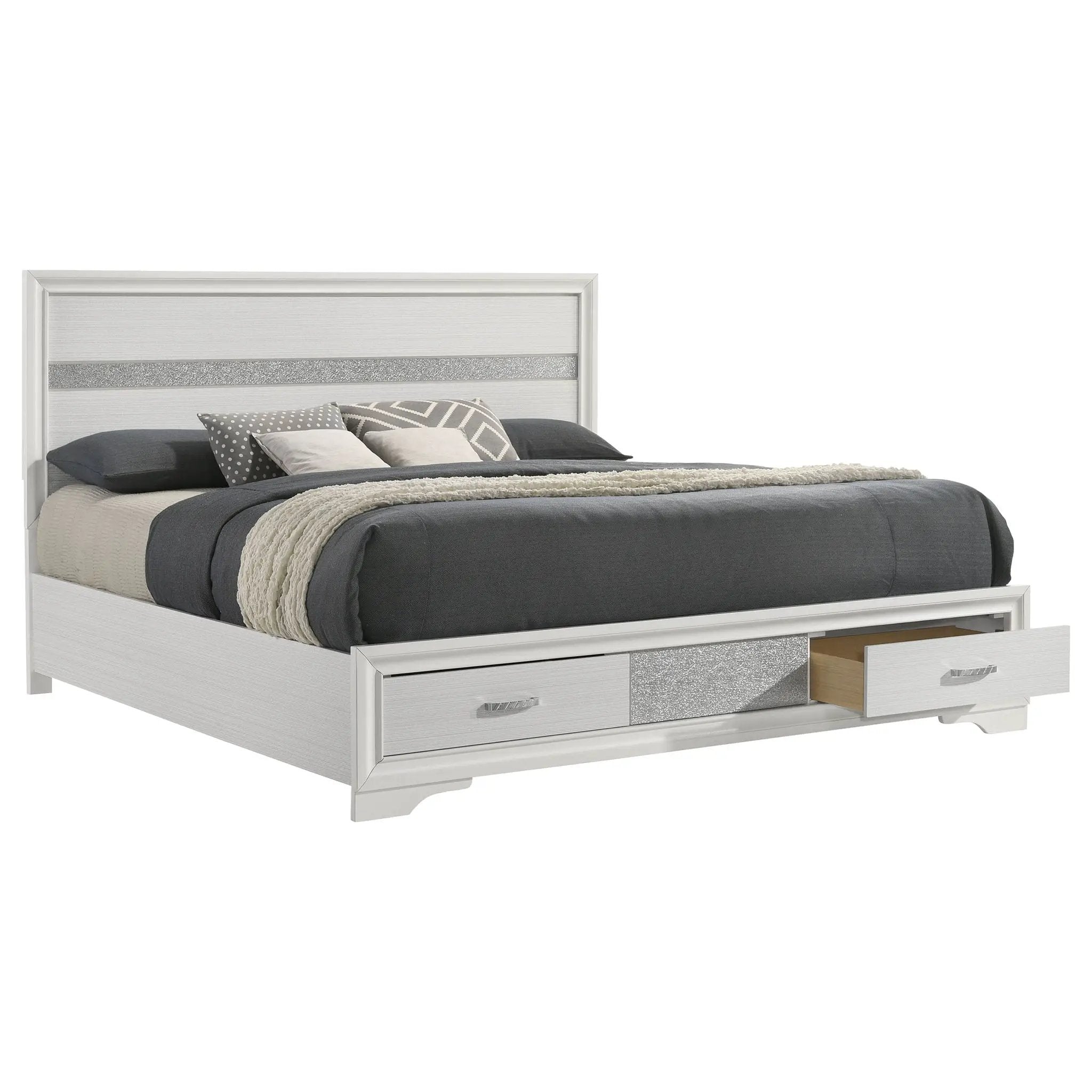 Miranda 51-inch Wood Eastern King Storage Panel Bed White by Unique Piece Furniture