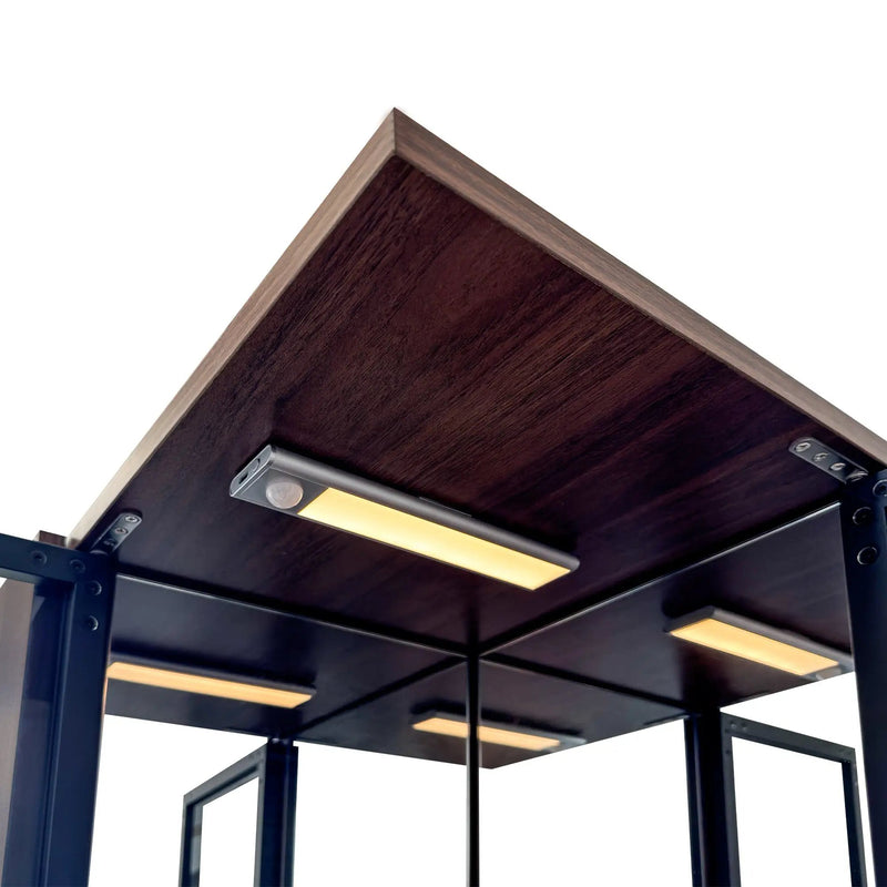70" Display Cabinet with Glass Doors and Lights, Multi-Tier Storage by HouseOfZazla