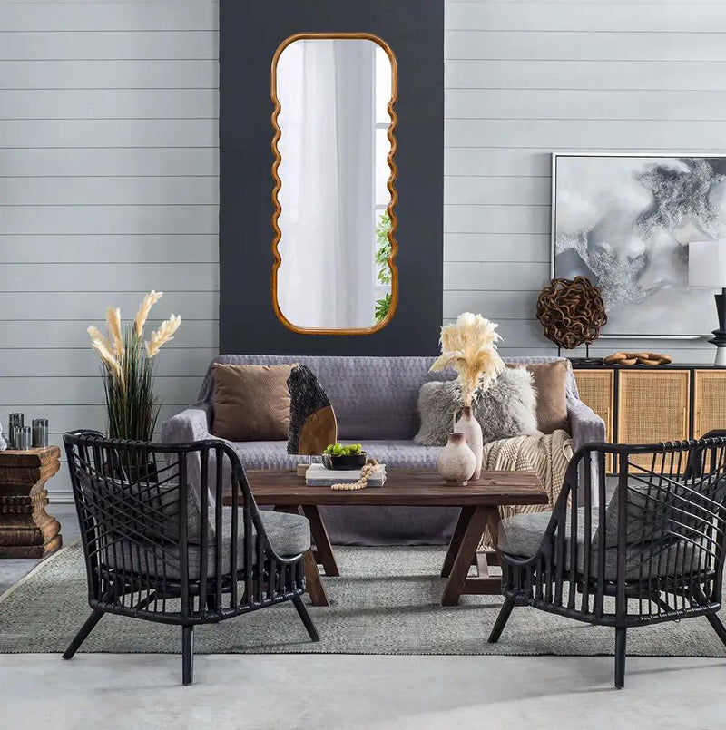 Oversized Wooden Floor Mirror With Unique Frame - Brown by HouseOfZazla