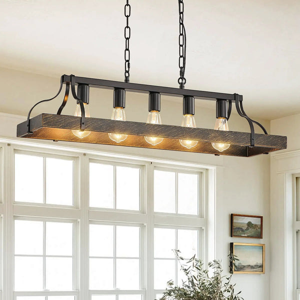 34-Inch Black and Gold Vintage Pendant Light