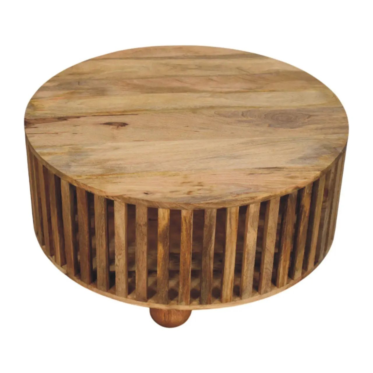 Slatted Round Coffee Table - Beige by HouseOfZazla