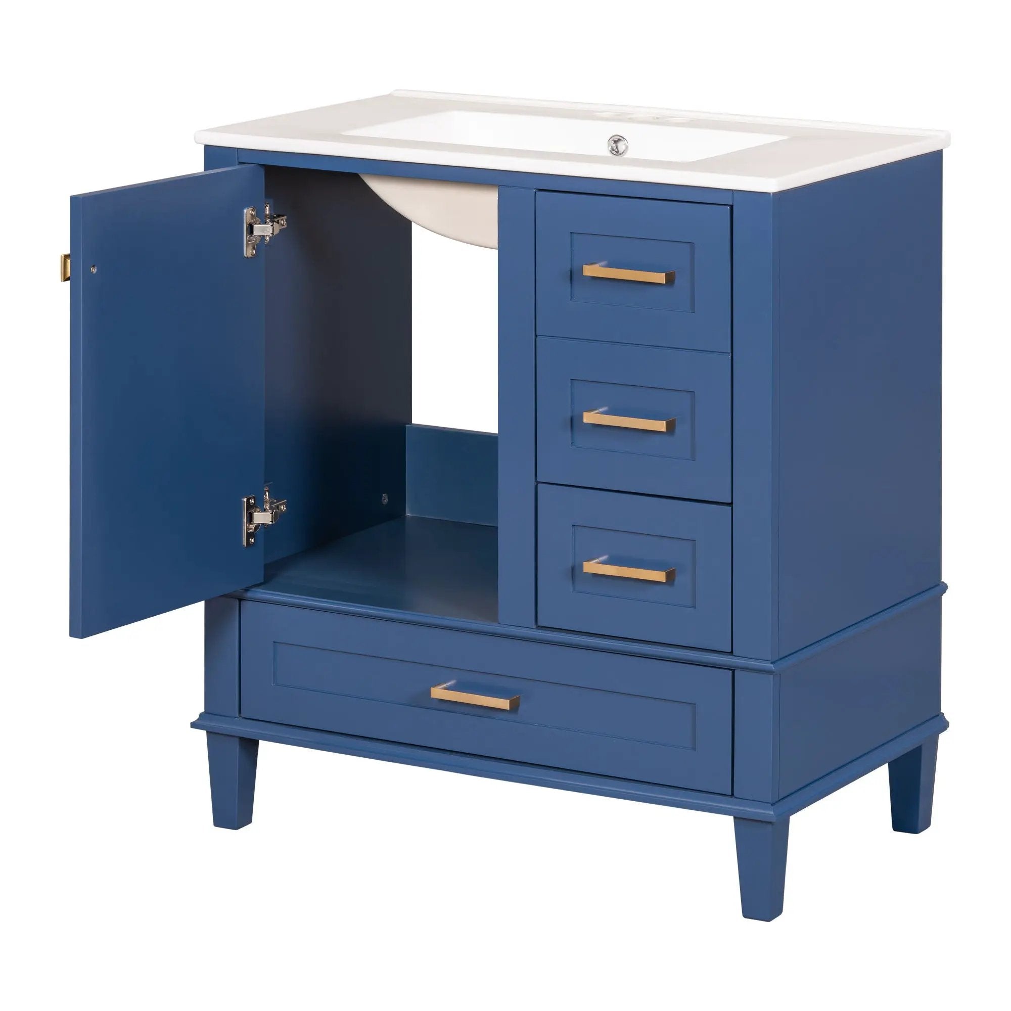 Bathroom Vanity, Modern Bathroom Cabinet With Sink Combo Set, Bathroom Storage Cabinet With A Soft Closing Door And 3 Drawers, Solid Wood Frame by HouseOfZazla