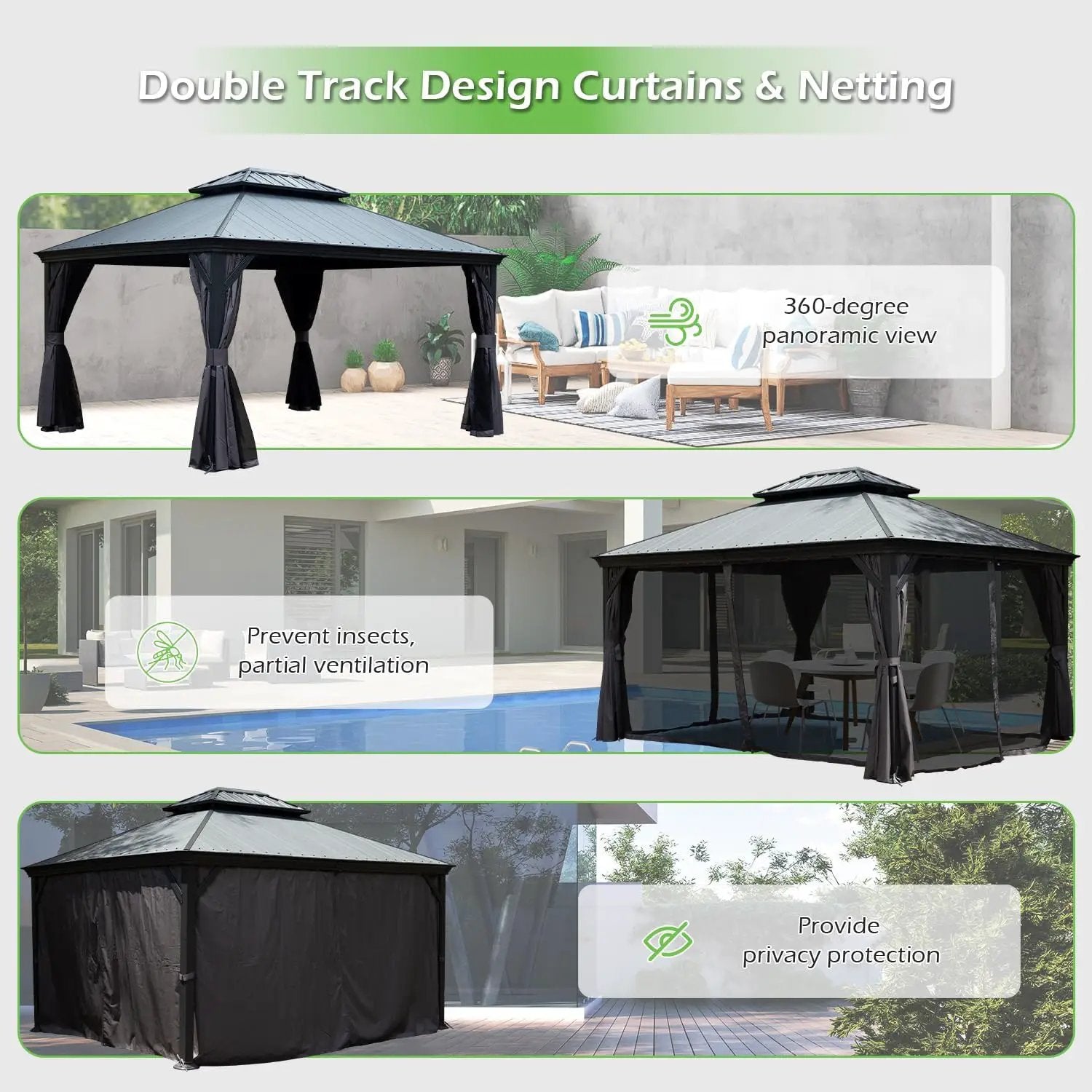 10'x12' Hardtop Gazebo with Resin Roof by HouseOfZazla
