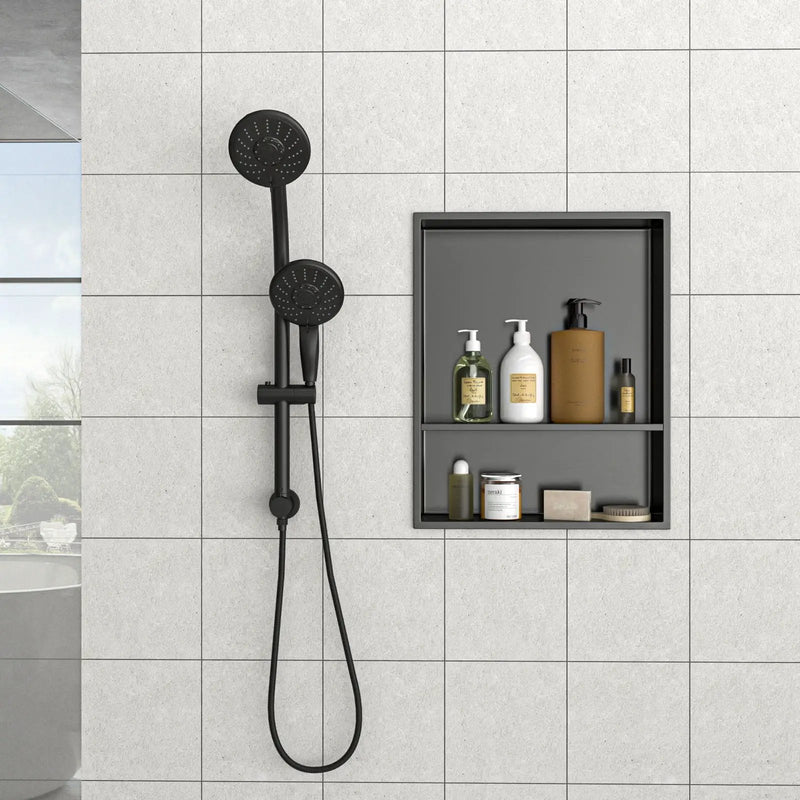 Modern Stainless Steel Shower Niche Double Shelf For Bathroom by HouseOfZazla