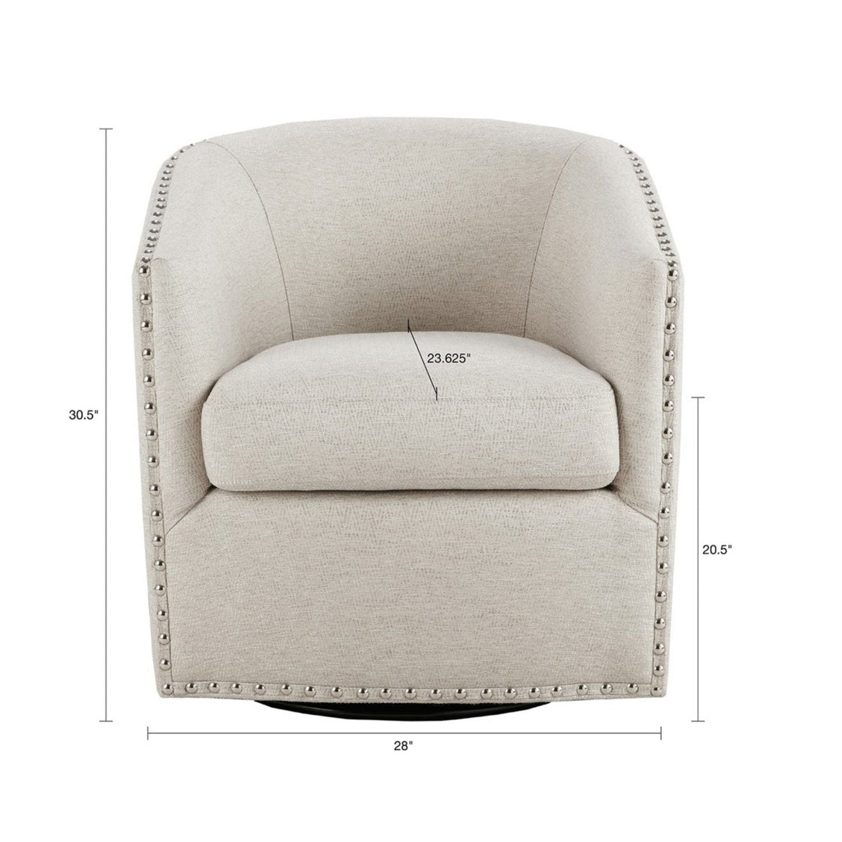 Luxurious Swivel Chair with 360 Degree Rotation and Nailhead Trim - Pearl Silver, photo 40 of 40