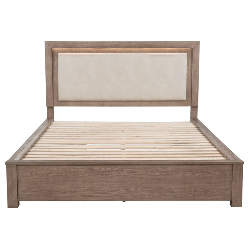 Kenora 56-inch California King LED Storage Bed Barley Brown by Unique Piece Furniture