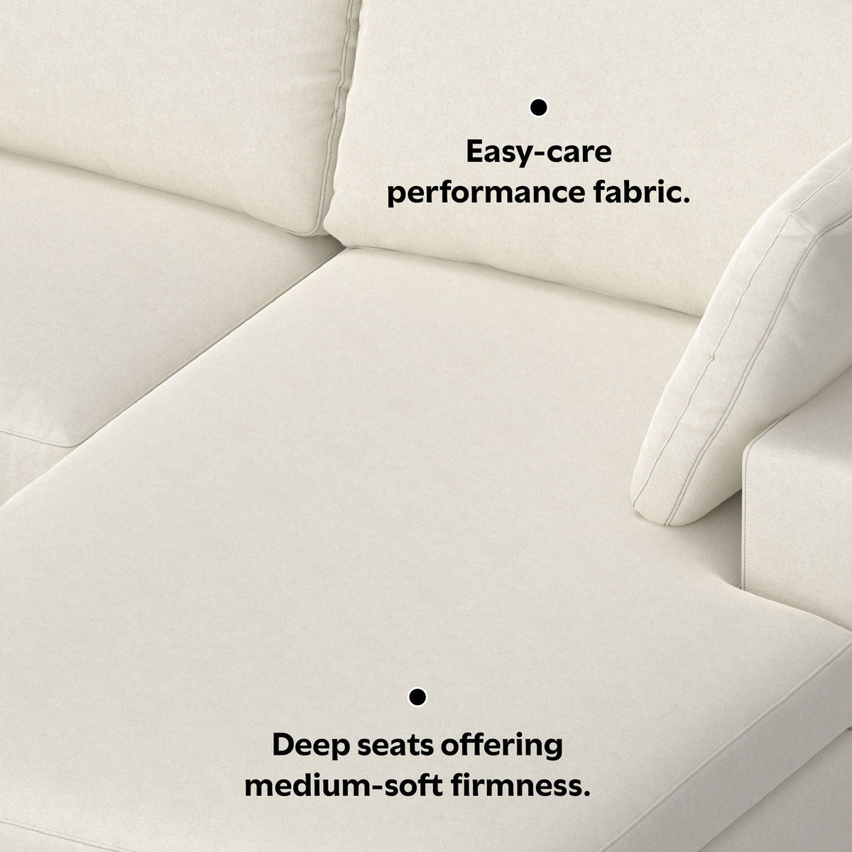 Charlie Deep Seater Sectional Sofa with Performance Fabric - Dark Gray or Beige, photo 23 of 26
