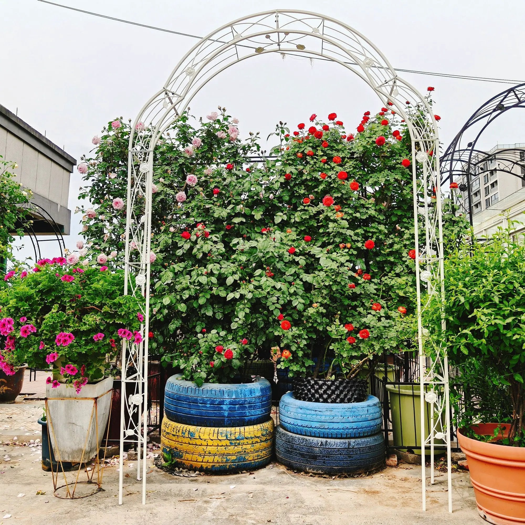Metal Garden Arch Assemble Freely With 8 Styles Garden Arbor Trellis Climbing Plants Support Rose Arch by HouseOfZazla