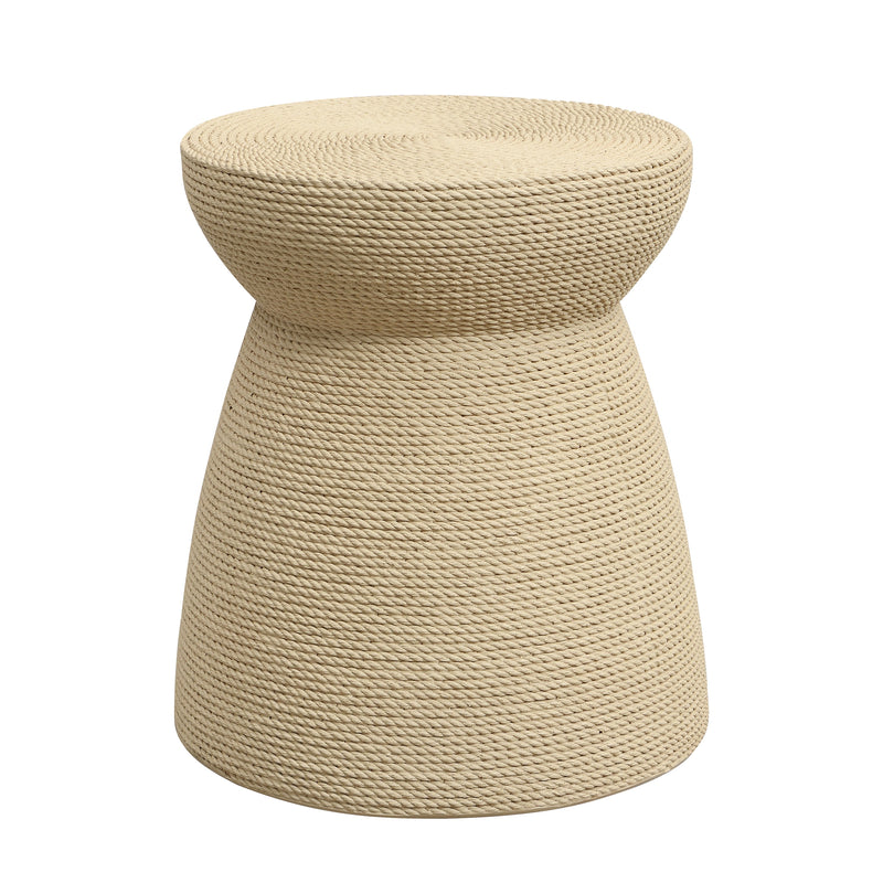 Simulated Rattan Side Table with Magnesium Oxide Construction - Neutral, photo 6 of 10
