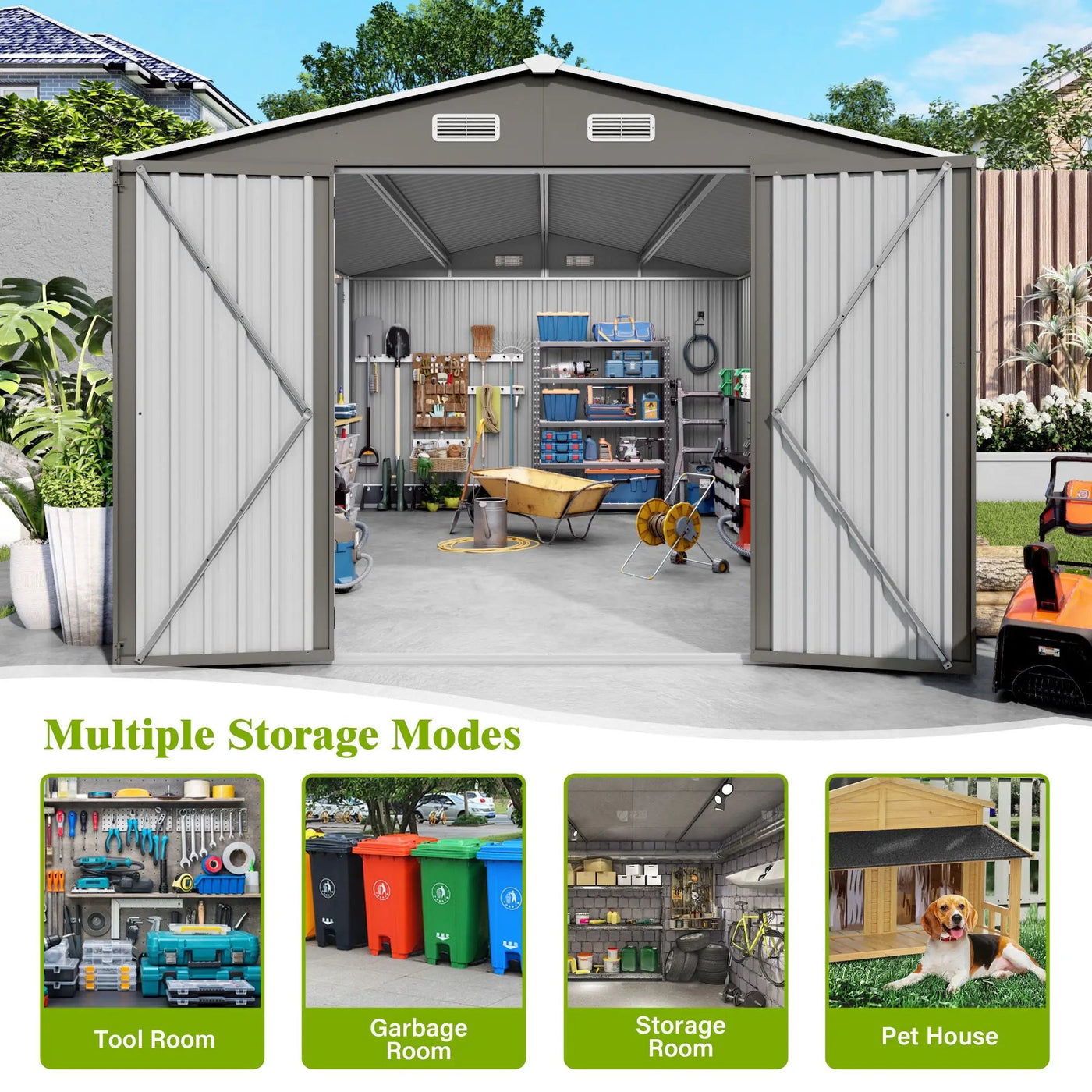 Outdoor Storage Shed With Lockable Doors by HouseOfZazla