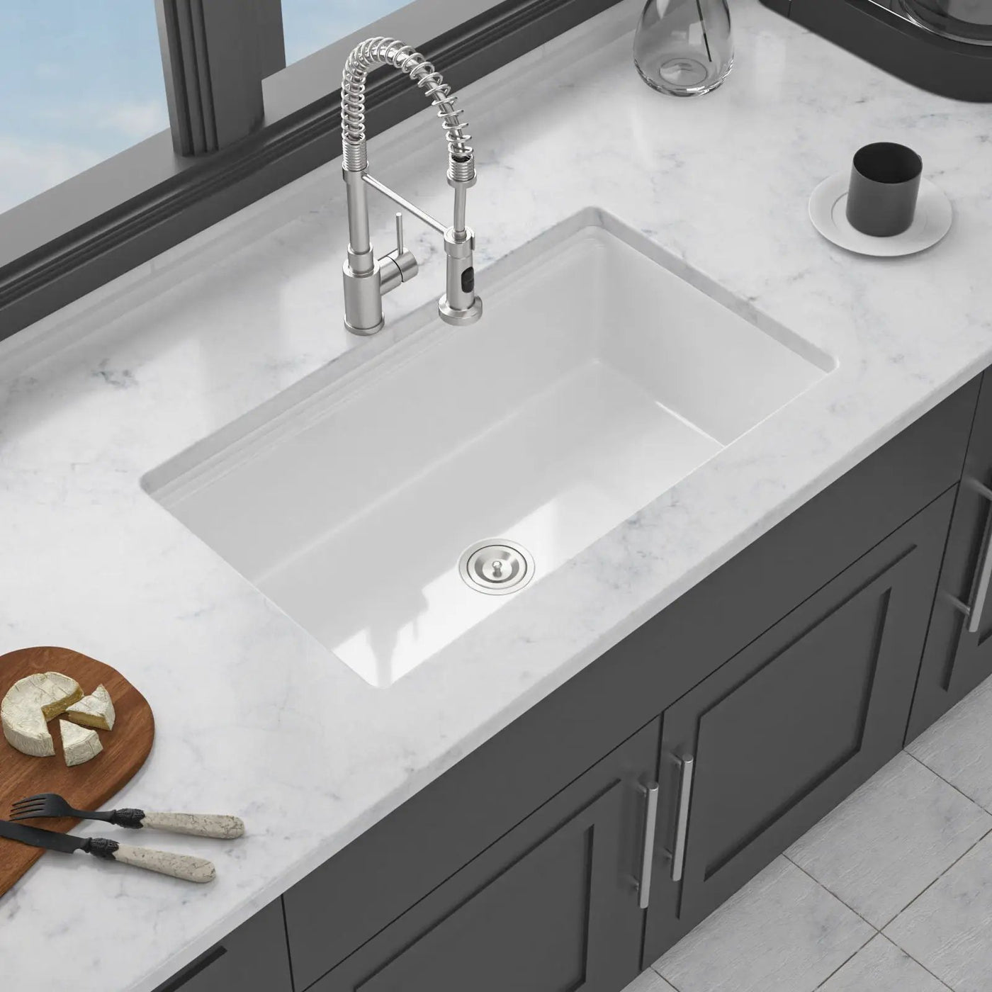 Undermount Workstation Single Bowl Porcelain Ceramic Kitchen Sink by HouseOfZazla