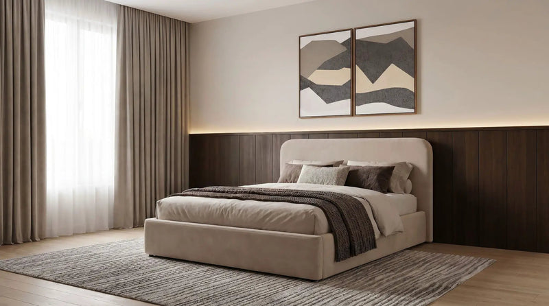 Anders Upholstered Full Storage Lift Platform Bed Beige by Unique Piece Furniture