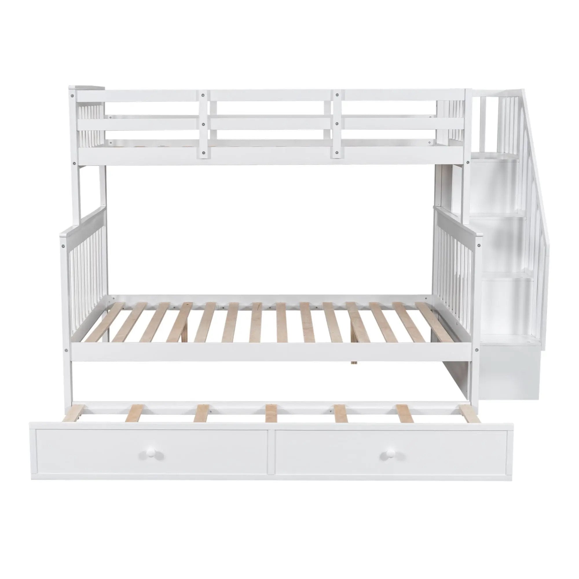 Bunk Bed With Twin Size Trundle, Storage And Guard Rail For Bedroom by HouseOfZazla
