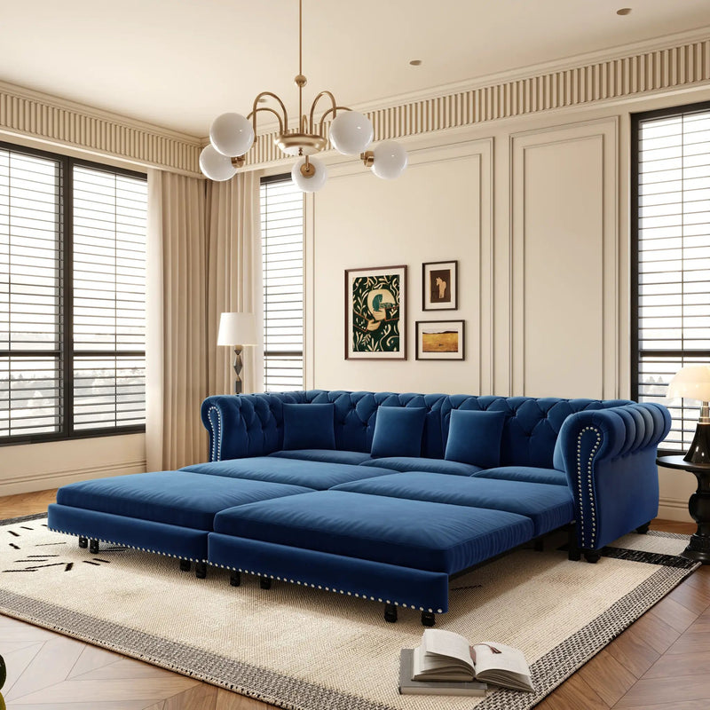 Chesterfield 3-in-1 Pull-Out Sofa Bed, Convertible Sleeper Sofa by HouseOfZazla