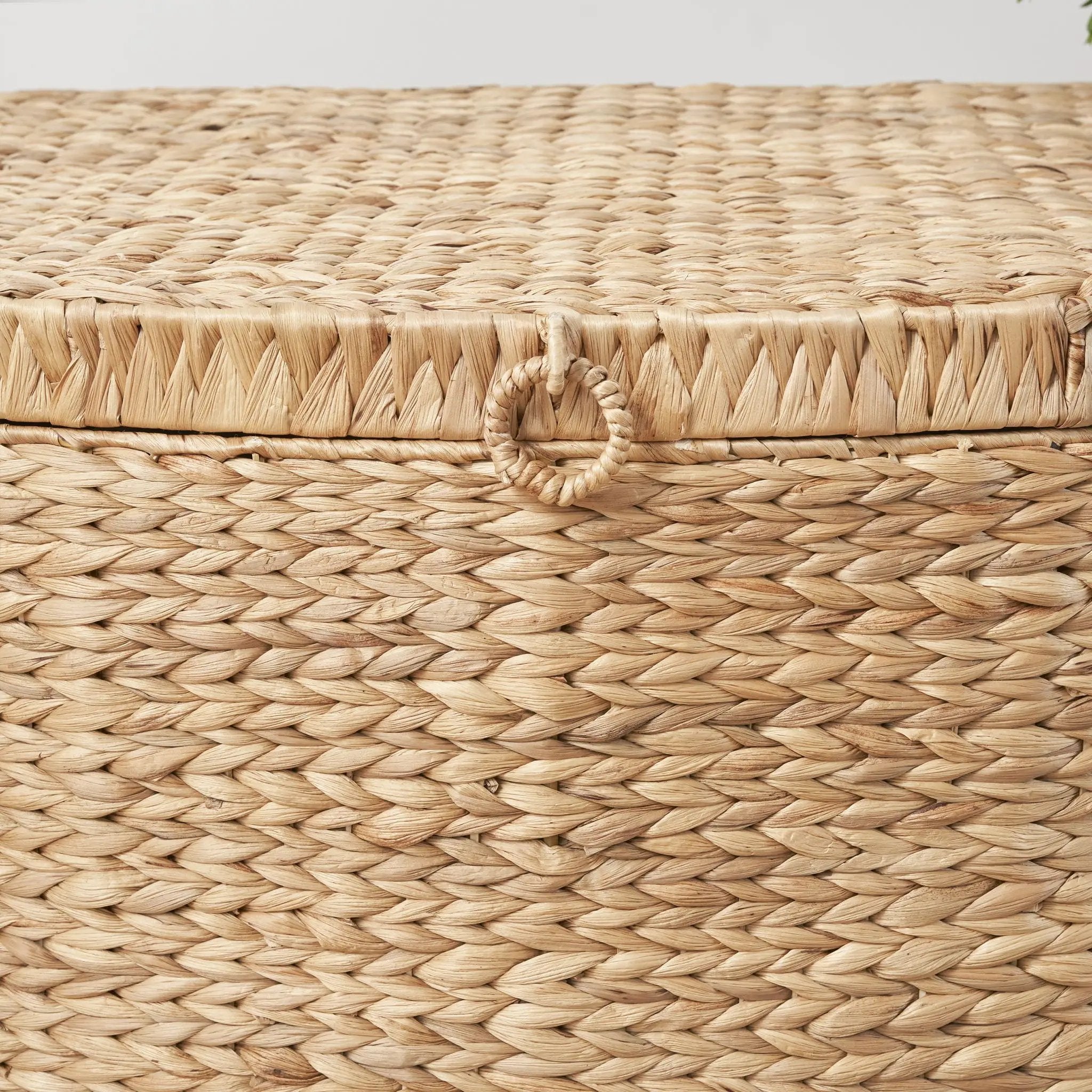 Rectangular Curve Water Hyacinth Woven Wicker Trunk With Handles For Clothes Toys Magazines And Book Storage - Natural / Light Brown by Unique Piece Furniture