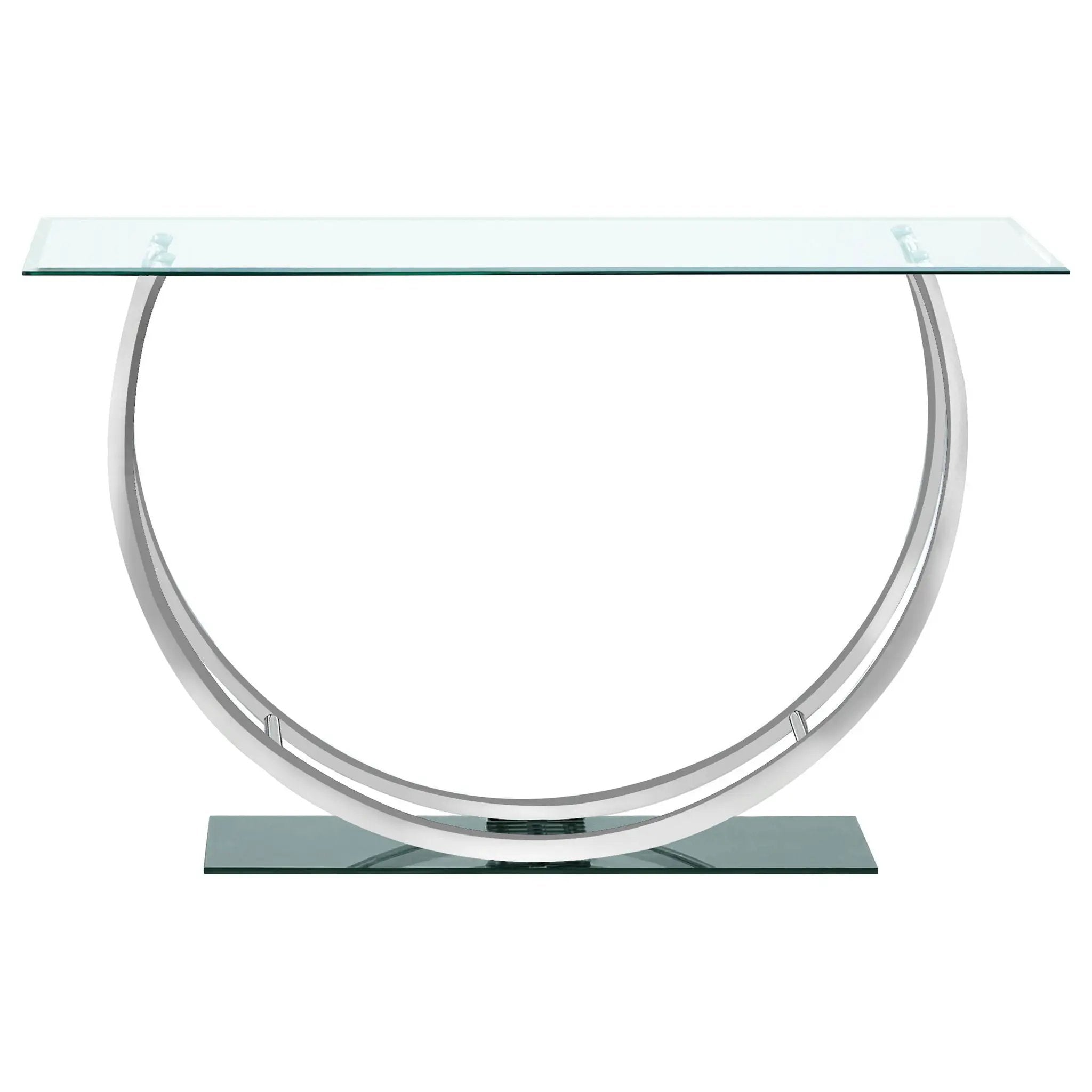 Danville U-shaped Glass Top Entryway Console Table Chrome by Unique Piece Furniture