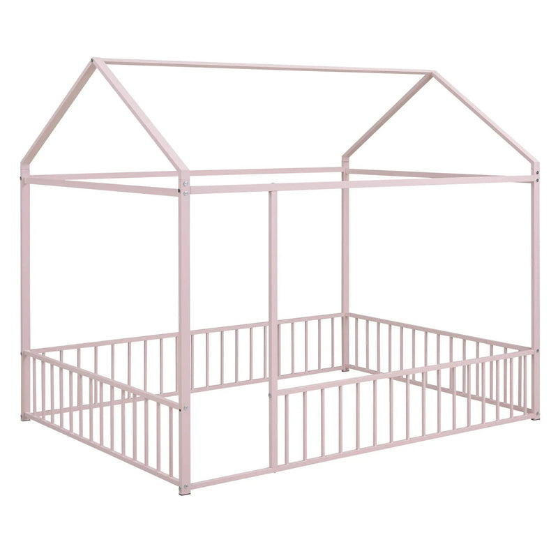 Metal Bed House Bed Frame With Fence by Unique Piece Furniture
