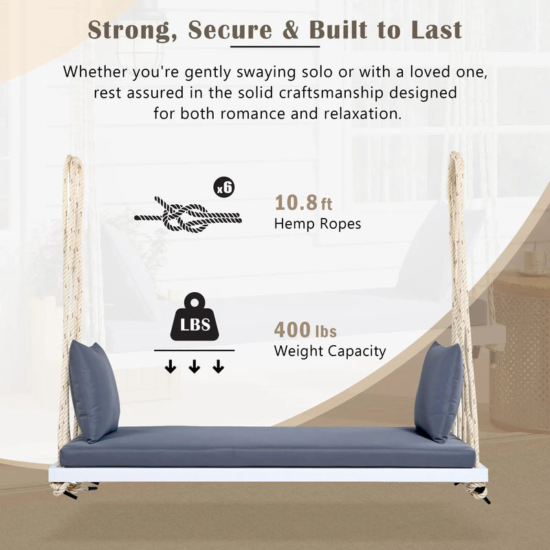 TOPMAX Patio Wooden Swing Chair with Cushion & Pillows by HouseOfZazla