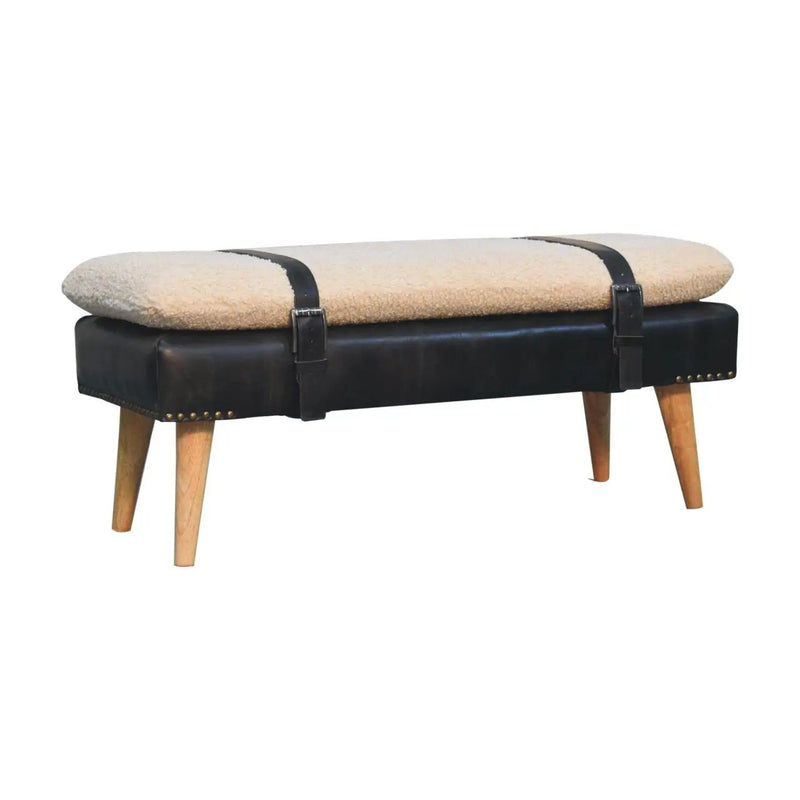 Bouclé Buffalo Hide Bench by HouseOfZazla