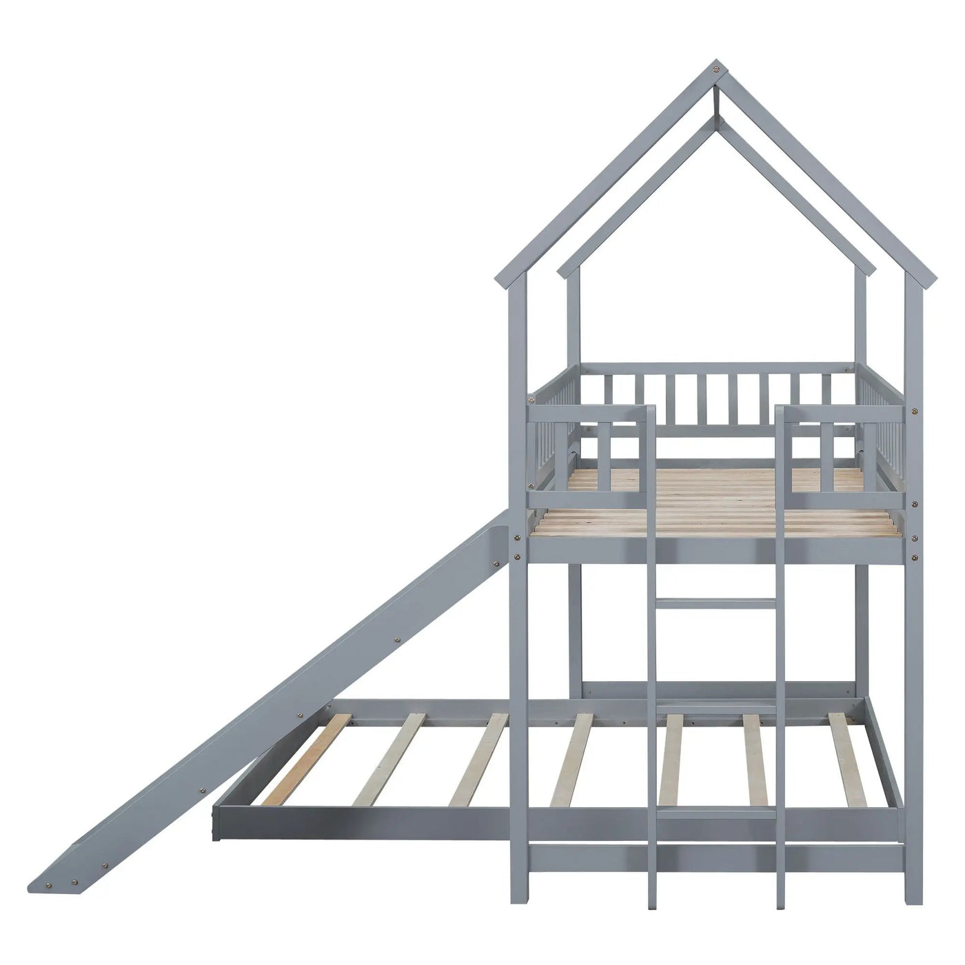 House Bunk Bed With Slide And Built In Ladder by HouseOfZazla