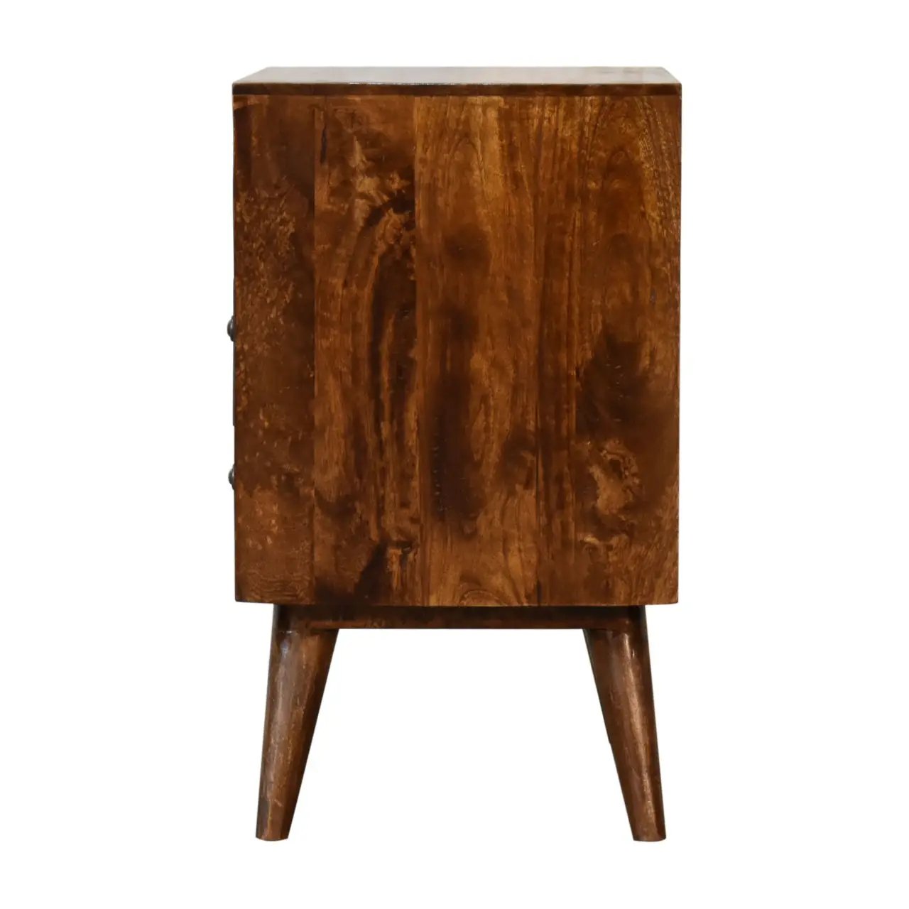 Classic Chestnut Nightstand, 2-Drawers, 1 Open-Slot, Nordic Legs by HouseOfZazla