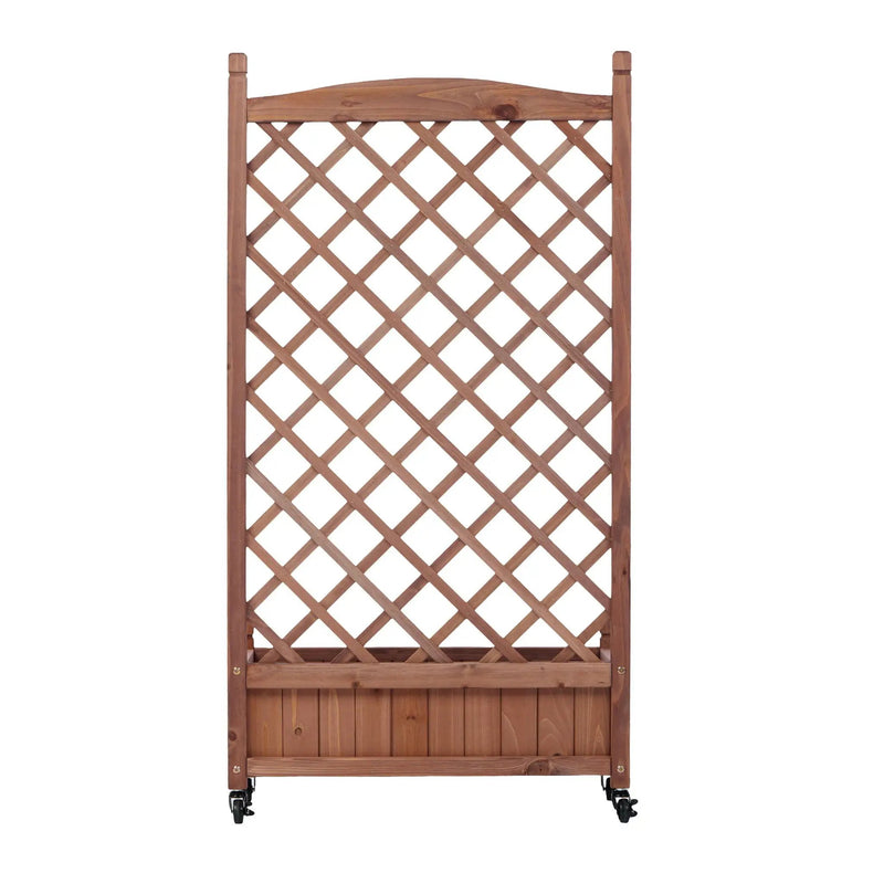 Raised Garden Bed With Trellis 2 Pack, Outdoor Planter Box & Plant Stand With Climbing Racks - Brown by HouseOfZazla