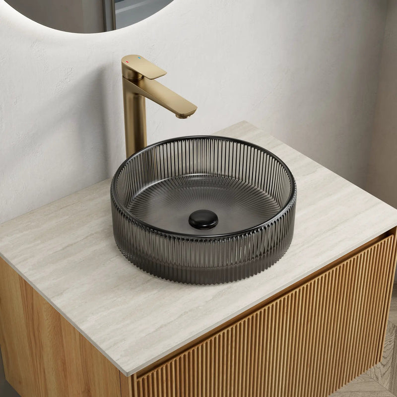 Sonny 14'' Bathroom Round Crystal Glass Sink without Faucet by HouseOfZazla