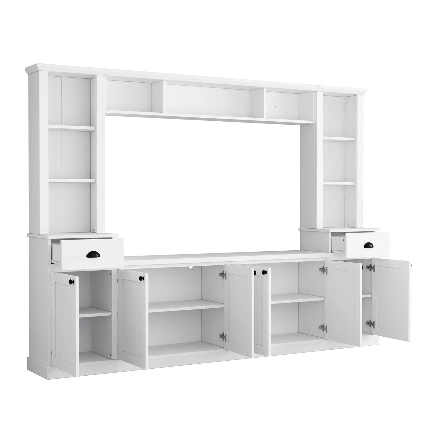 Minimalist Entertainment Wall Unit Set With Bridge For TVs Up To 75" by HouseOfZazla