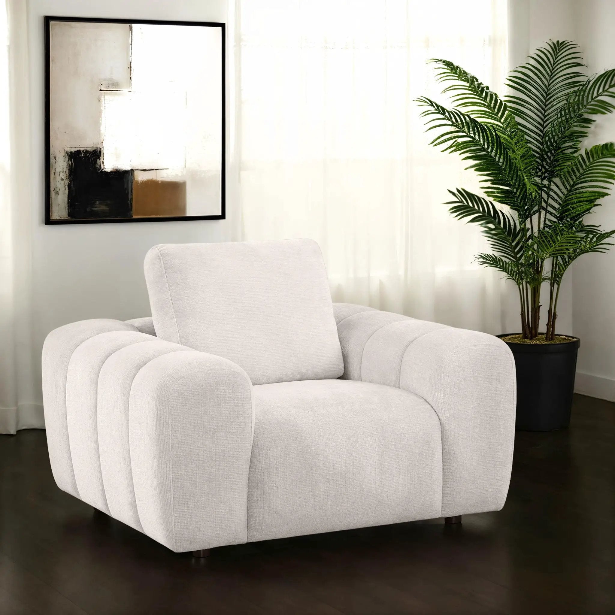 Burnett Chenille Upholstered Accent Chair Ivory by Unique Piece Furniture