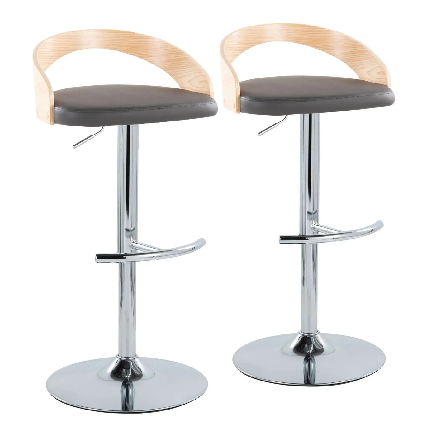Grotto - Contemporary Adjustable Barstool, Swivel With Rounded T Footrest (Set of 2) by HouseOfZazla