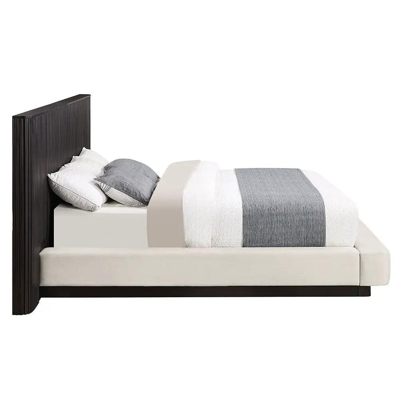 Clayten - Eastern King Bed - Beige Linen & Espresso by Unique Piece Furniture