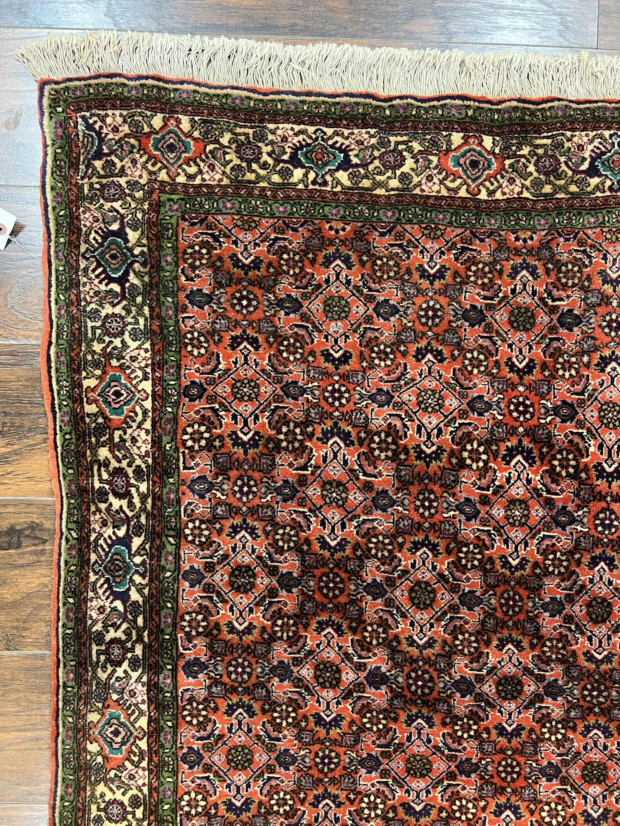 Antique Persian Bijar Rug 5x7, Allover Pattern, Hand Knotted Vintage Wool Tribal Oriental Carpet, Bidjar Rug, Red and Cream 5 x 7 ft, Handmade Rug by Jewel Rugs