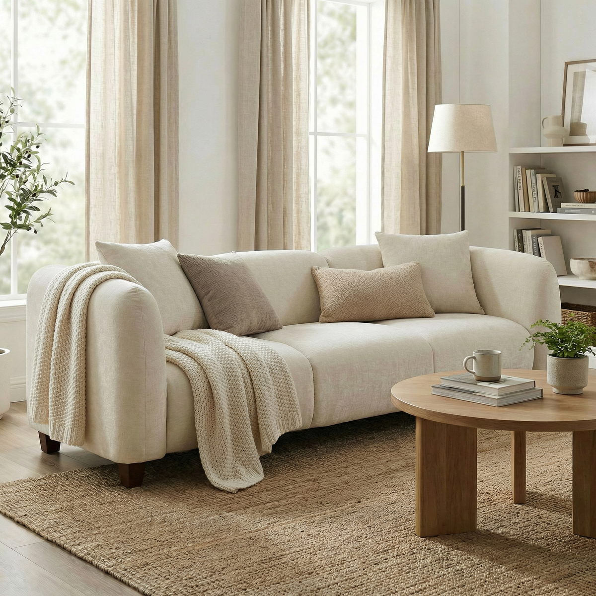 Modern 87 Inch Upholstered Chenille Sofa with Sturdy Frame - Multiple Colors, photo 5 of 6
