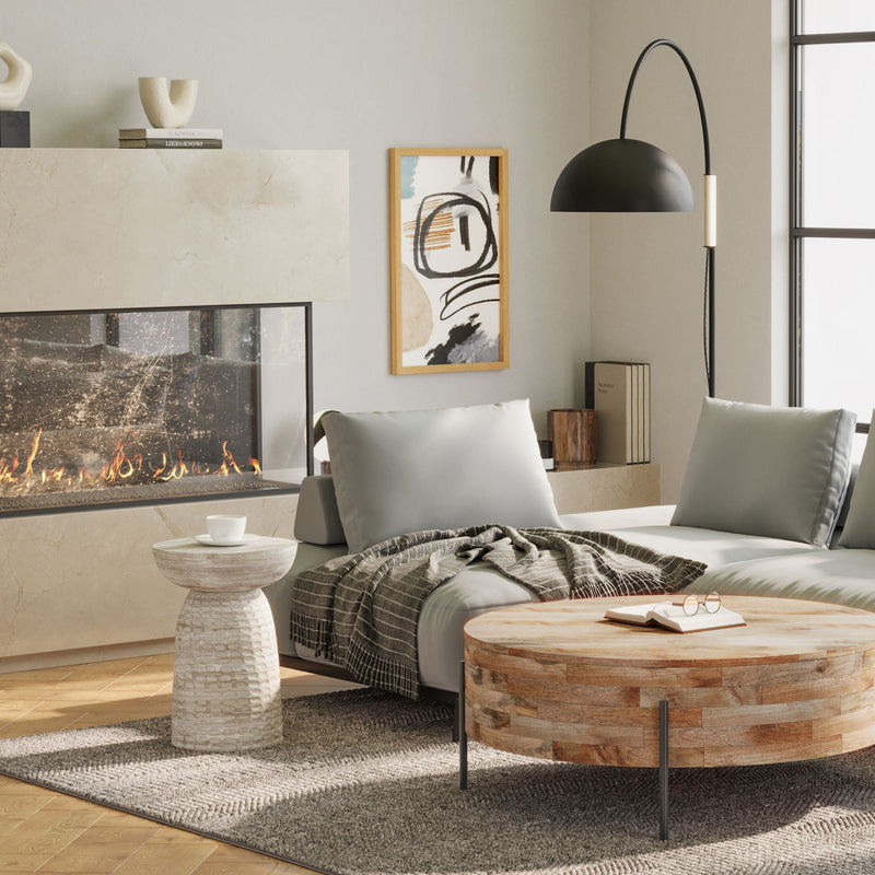 White Wash Accent Table with Sculptural Design - Boyd, photo 6 of 6