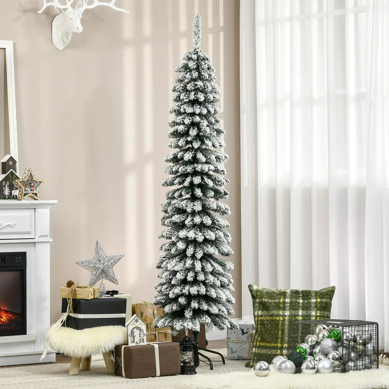 HOMCOM 6' Tall Unlit Snow Flocked Artificial Christmas Tree by HouseOfZazla