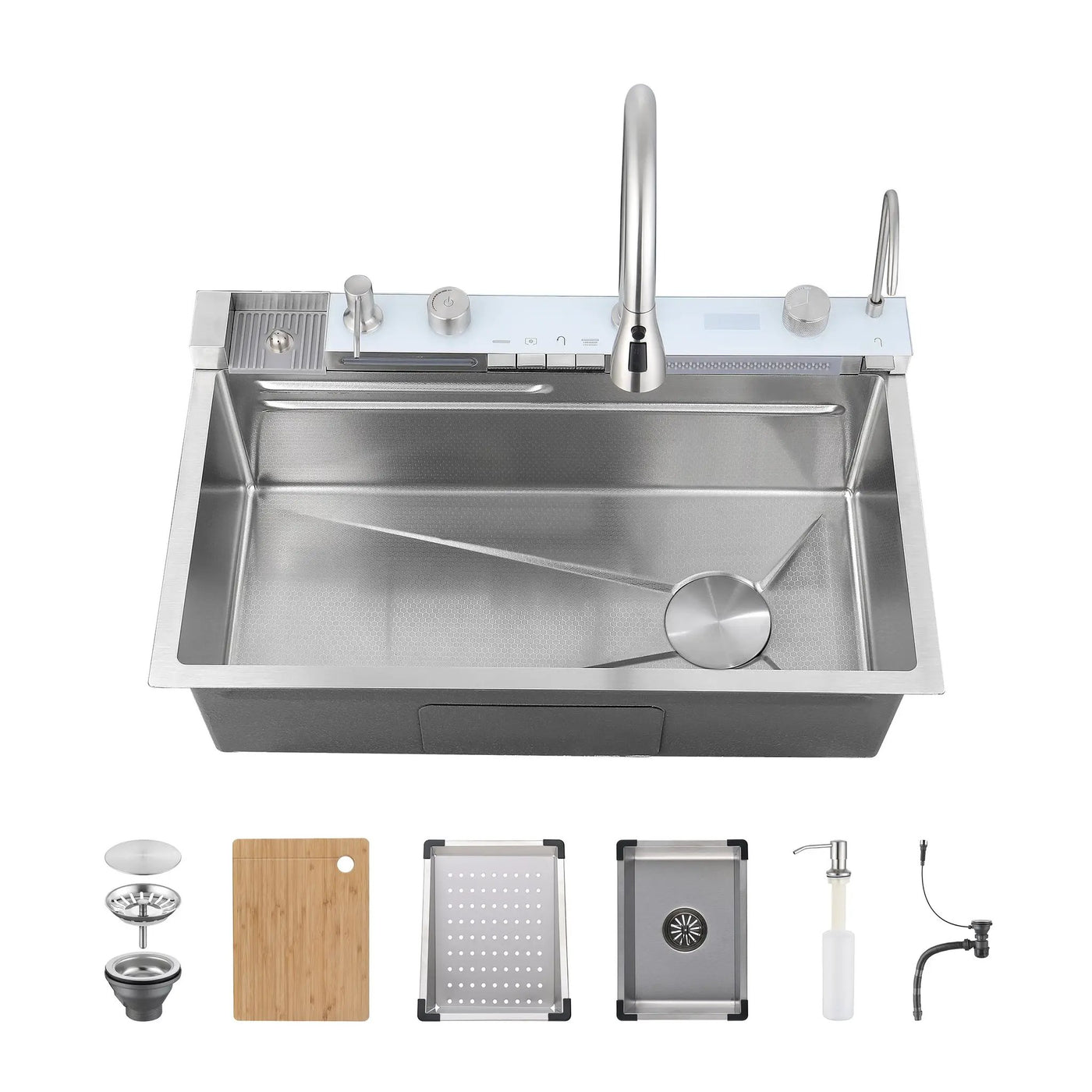 Pull-Out Faucet Single Bowl Kitchen Sink 304 Stainless Steel by HouseOfZazla
