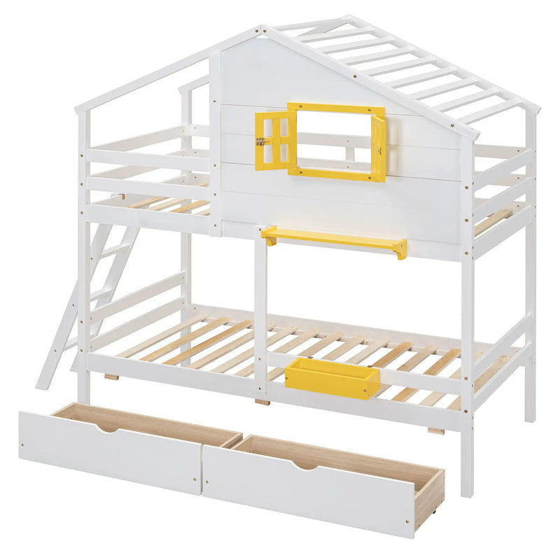 Bunk Bed With Playhouse Roof And Window by Unique Piece Furniture