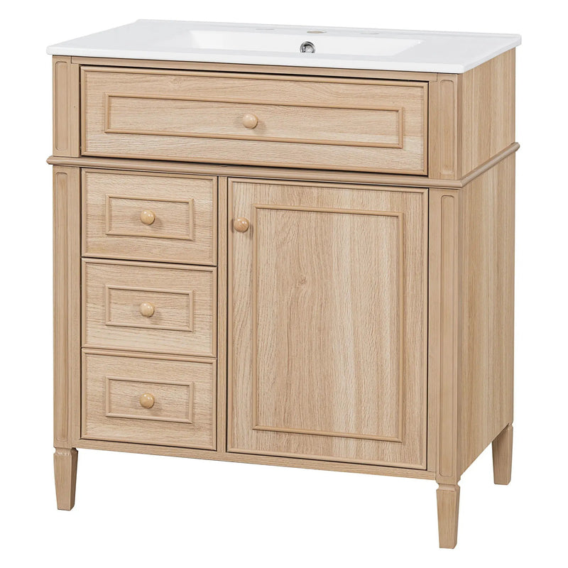 Bathroom Vanity With Sink, Flip Out Drawer, 2 Soft Close Drawers, 1 Soft Close Door - Wood by HouseOfZazla