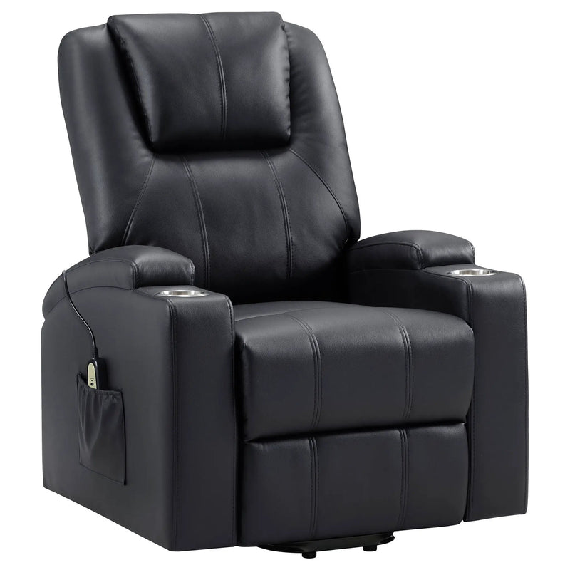 Armstrong Upholstered Power Lift Massage Recliner Black by Unique Piece Furniture