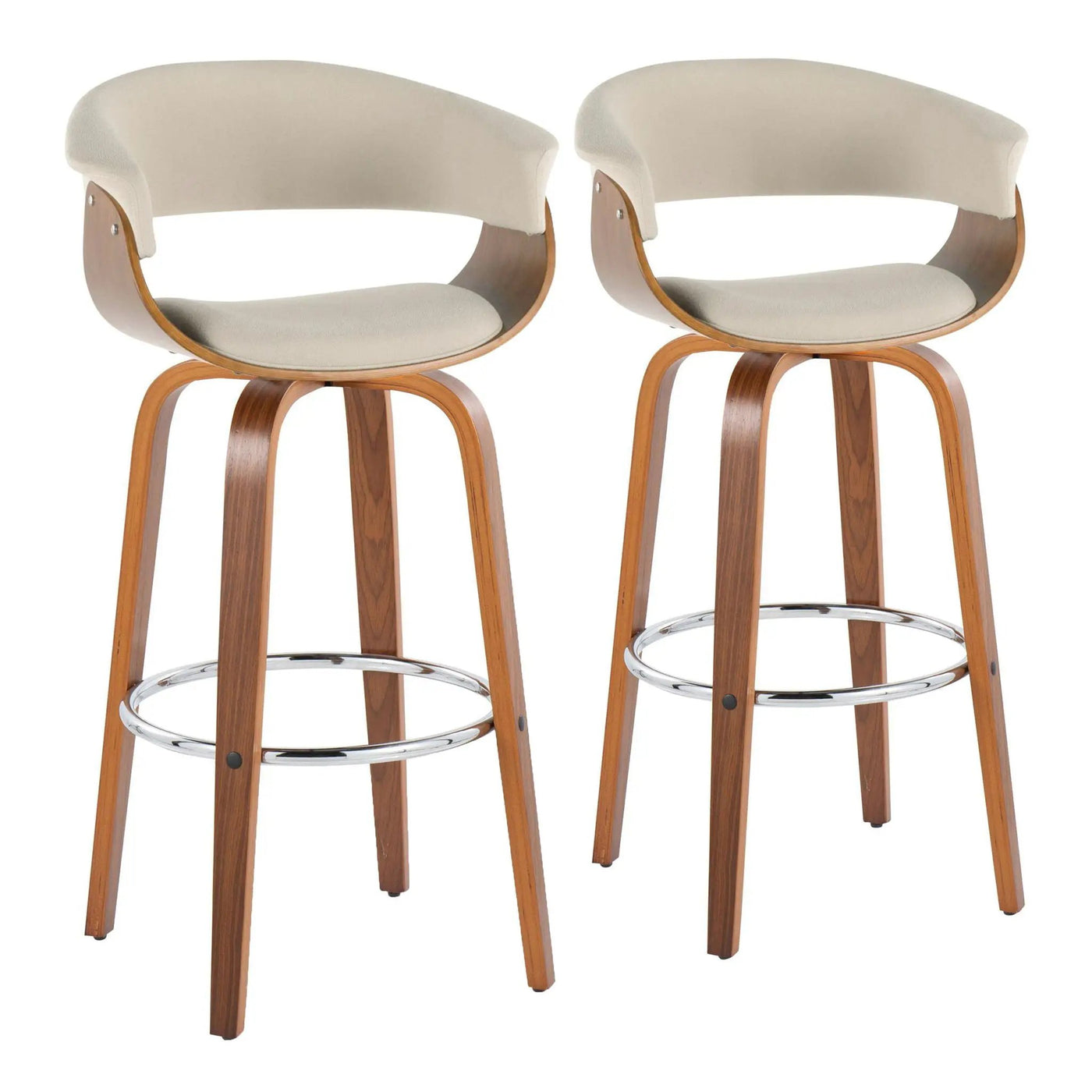 Vintage Mod - Mid Century Modern Fixed Height Barstool With Swivel With Round Footrest (Set of 2) by HouseOfZazla